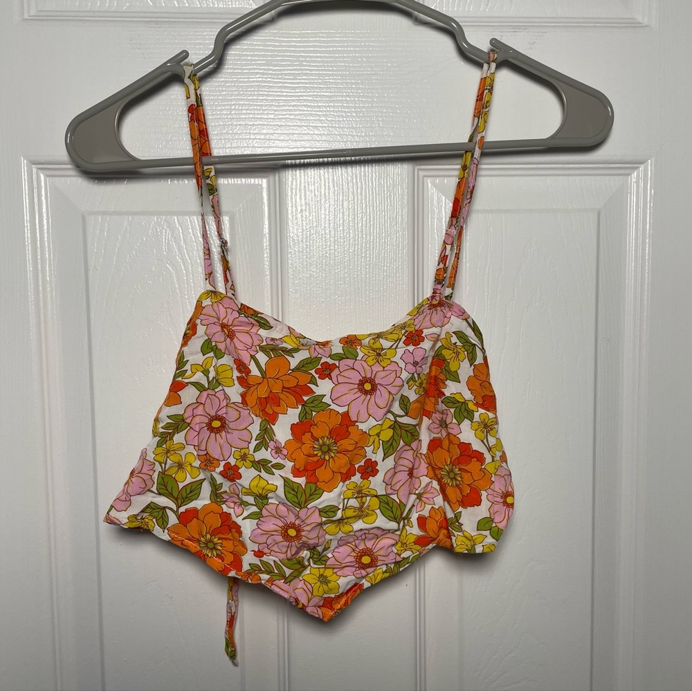 Rue21 Camisole Tie Tank Top Orange Pink Floral Women’s Size Small